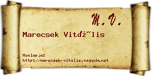 Marecsek Vitális névjegykártya